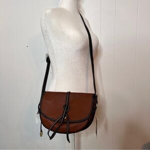 NWT London Fog Brown Crossbody Bag Two-Tone